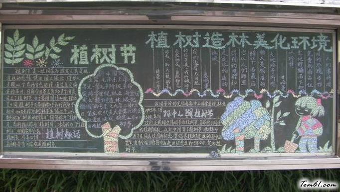 植树造林美化环境植树节黑板报版面设计图图片1