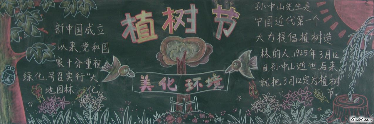 植树造林美化环境黑板报版面设计图图片1