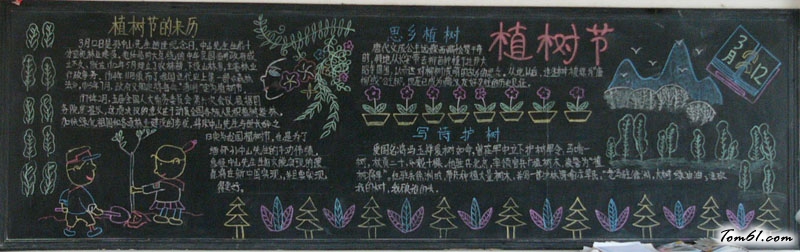高中生植树节黑板报版面设计图图片1