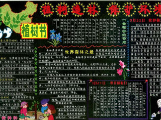 清晰的植树节黑板报版面设计图2
