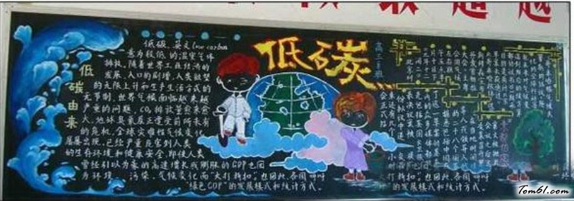 2016年低碳环保黑板报版面设计图4图片1