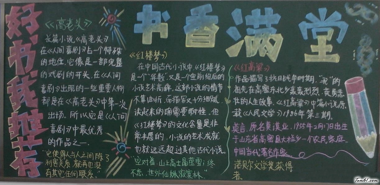 好书我推荐读书主题黑板报版面设计图图片1