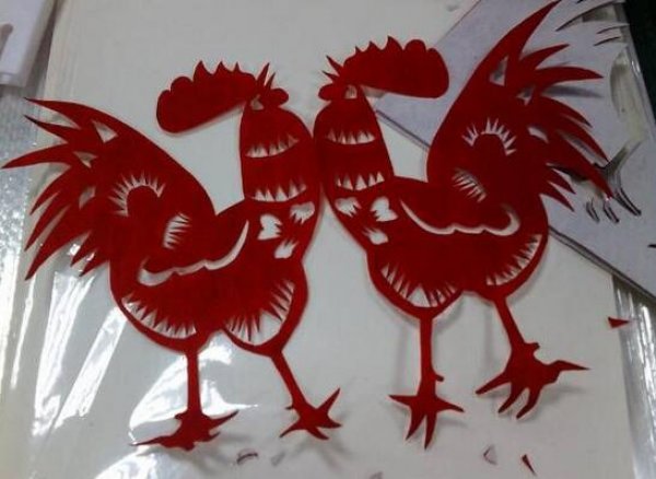 大公鸡的剪纸图案与图解教程