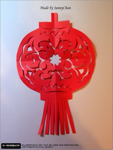 对称剪纸方法剪出精美灯笼图案图片4