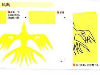 凤凰的剪纸图案与图解教程3