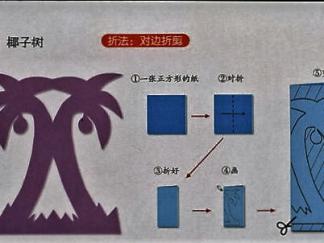 椰子树的剪纸图案与图解教程