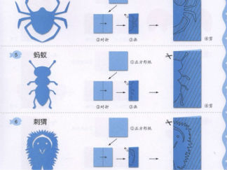 蜘蛛,蚂蚁，刺猬的剪纸图案与图解教程