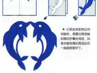 海豚的剪纸图案与图解教程