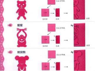 小熊的剪纸图案与图解教程