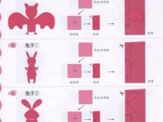 蝙蝠,兔子的剪纸图案与图解教程