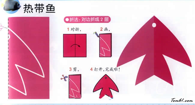 热带鱼的剪纸图案与图解教程