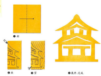 宝塔的剪纸图案与图解教程