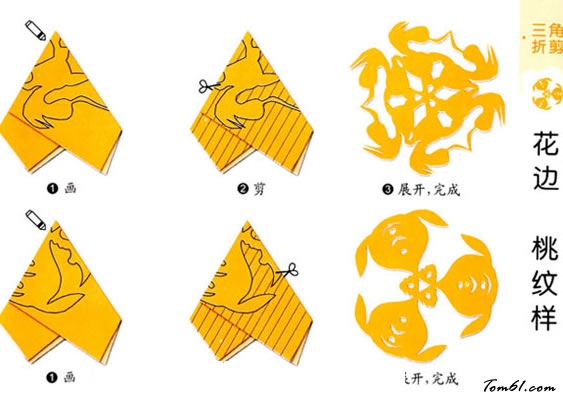 剪纸之花边桃纹样图片1