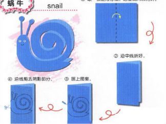蜗牛的剪纸图案与图解教程2