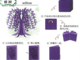 柳树的剪纸图案与图解教程