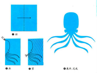 乌贼的剪纸图案与图解教程