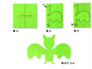 蝙蝠的剪纸图案与图解教程2
