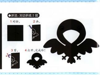 乌鸦的剪纸图案与图解教程