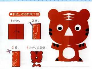 老虎的剪纸图案与图解教程