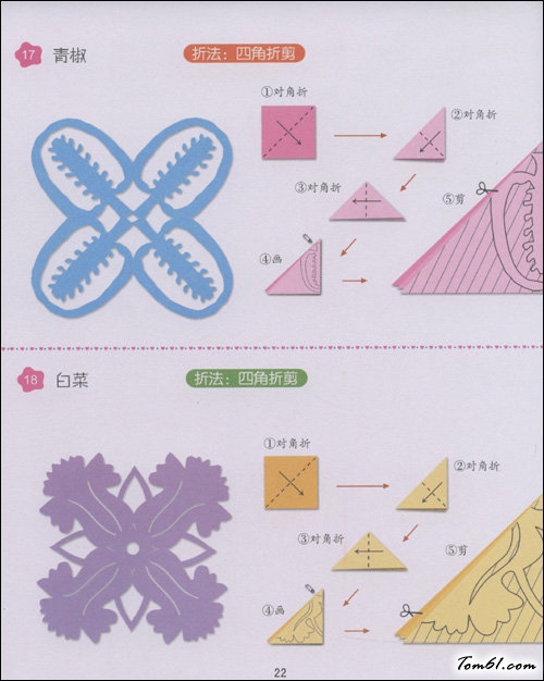 青椒和白菜的剪纸图案与图解教程图片1