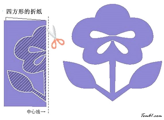 三色堇花剪纸图案与图解教程图片1