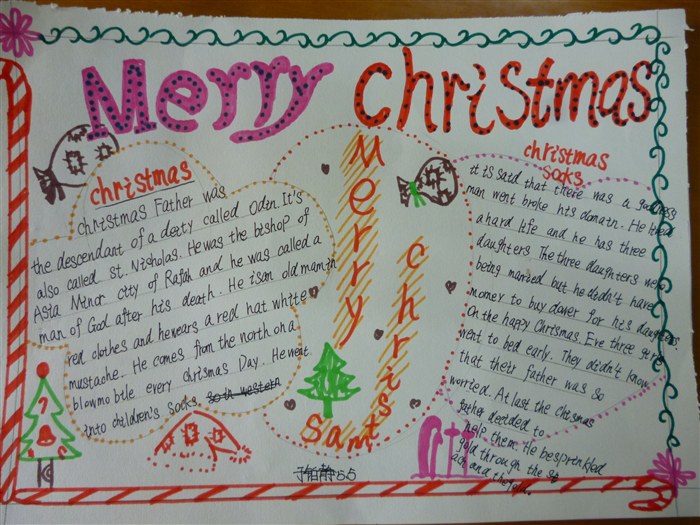 快乐圣诞主题手抄报版面设计图