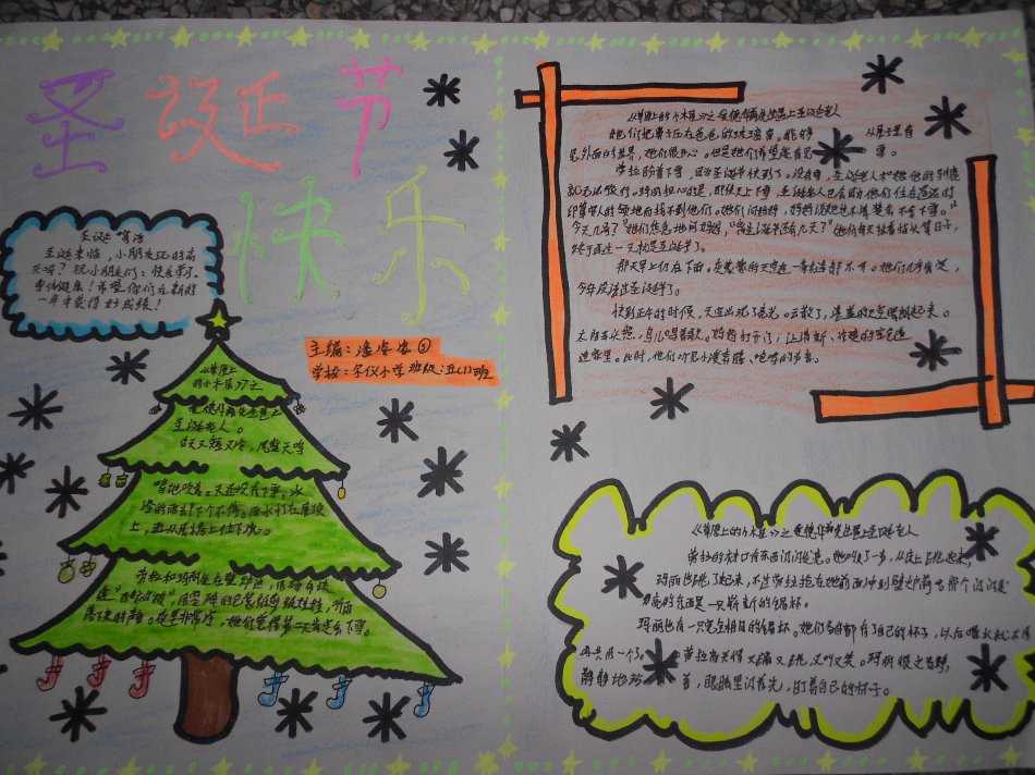 圣诞节快乐手抄报版面设计图