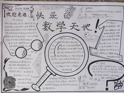 数学手抄报版面设计黑白版-快乐的数学天地图片1