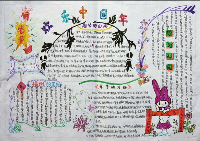 欢乐中国年 春节主题手抄报作品欣赏图片1