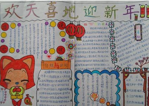 欢天喜地迎新年 2016春节手抄报图片图片1