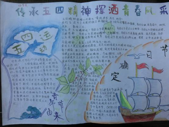 传承五四精神挥洒青春风采手抄报作品欣赏图片1