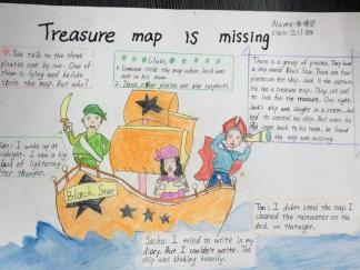 三年级英语航海寻宝手抄报版面设计图