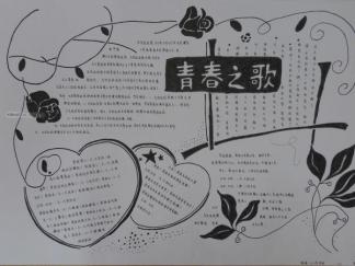 青春之歌五四青年节黑白手抄报版面设计图