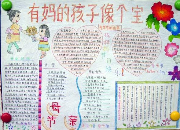 有妈的孩子像个宝母亲节手抄报作品欣赏图片1