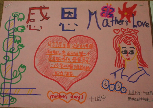 感恩妈妈小学生母亲节手抄报图片图片1