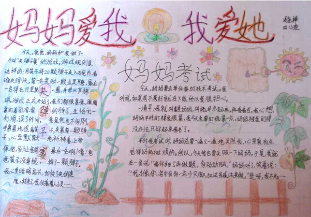 好看的母亲节手抄报-妈妈爱我我爱她图片2