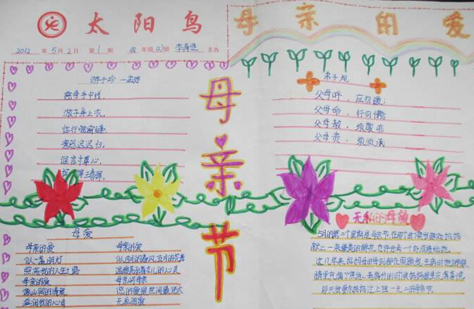 小学生母亲节手抄报内容-献给母亲的爱图片2
