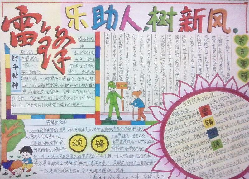 好看的雷锋手抄报图片-乐助人树新风图片2