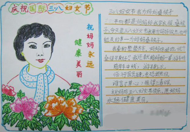 小学生妇女节手抄报之我为妈妈画张像图片1
