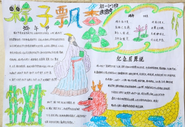 中学生端午节手抄报优秀作品-粽子飘香图片1