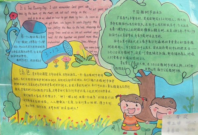 精美的植树节手抄报 关于植树节的手抄报素材图片1