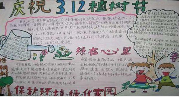 庆祝3.12植树节手抄报优秀作品分享图片1