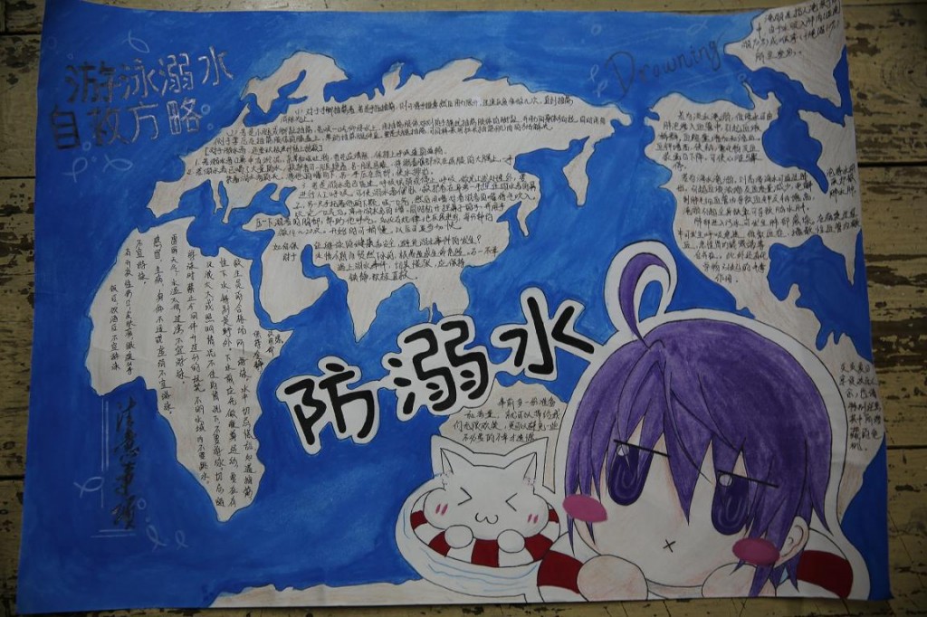 防溺水一等奖手抄报之溺水自救方略图片1