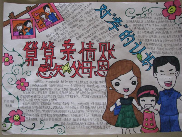 感恩父母的主题手抄报图片,感恩节手抄报作品欣赏图片1