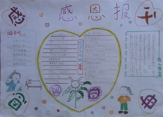 简单感恩节手抄报-游子吟图片1