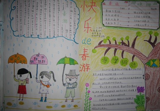 快乐的春游手抄报 关于春游的手抄报图片图片1