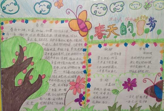 春天的脚步手抄报 赞美春天的手抄报图片图片1