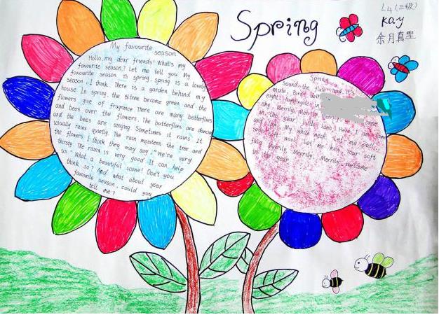 精美的春天主题英语手抄报作品欣赏图片1