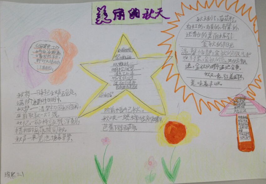 美丽的秋天手抄报,秋天手抄报作品赏析图片1