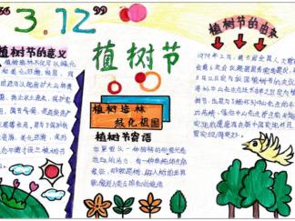 简单好看的植树节手抄报版面设计图一